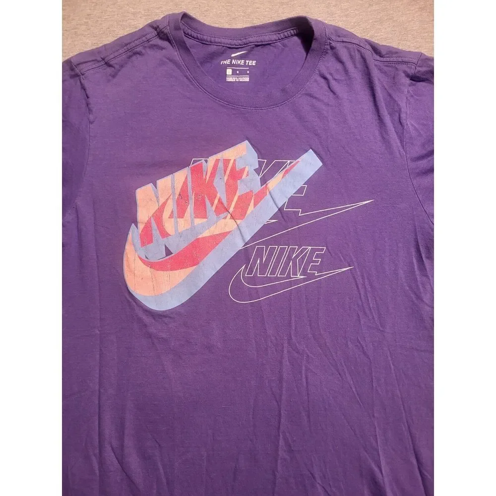 Nike The Nike Tee Mens Large Purple Multiple Swoosh Center Logo‎ Basketball